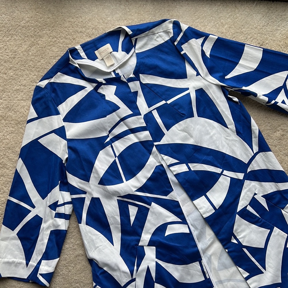 Chico’s Geometric Pattern Crop-Sleeve Trench